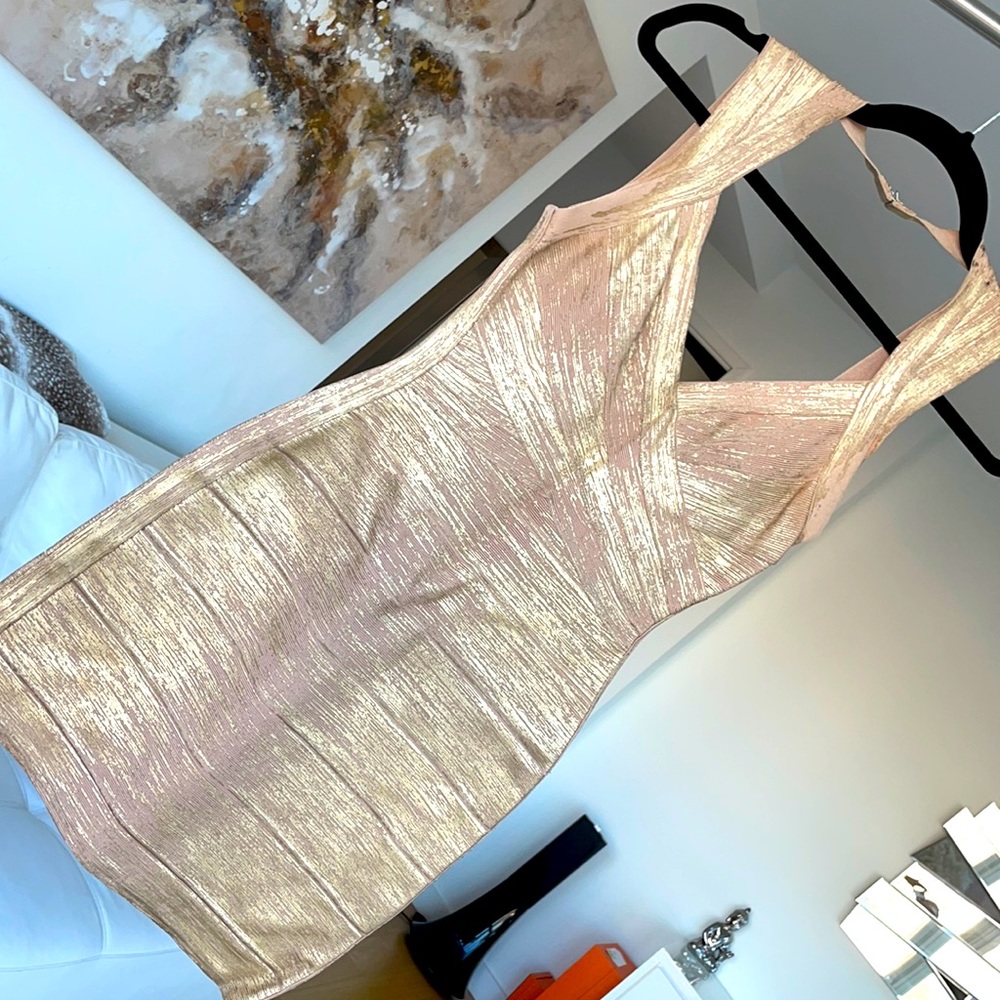 Gold/ nude Herve Leger size Small